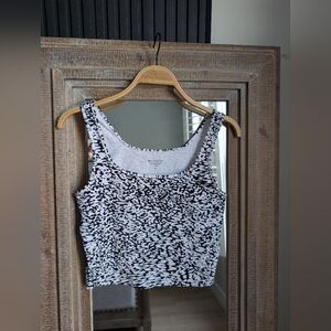 Patterned Black and White Tank Top